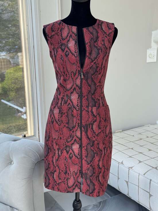 L'AGENCE Dresses & Skirts - L'AGENCE Red Python Snakeskin Print Zip Front Sheath Dress Size 2 Dual Zipper